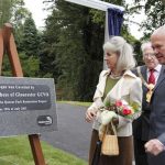 Dutchess of Gloucester unveiling a plaque in Queens Park Crewe